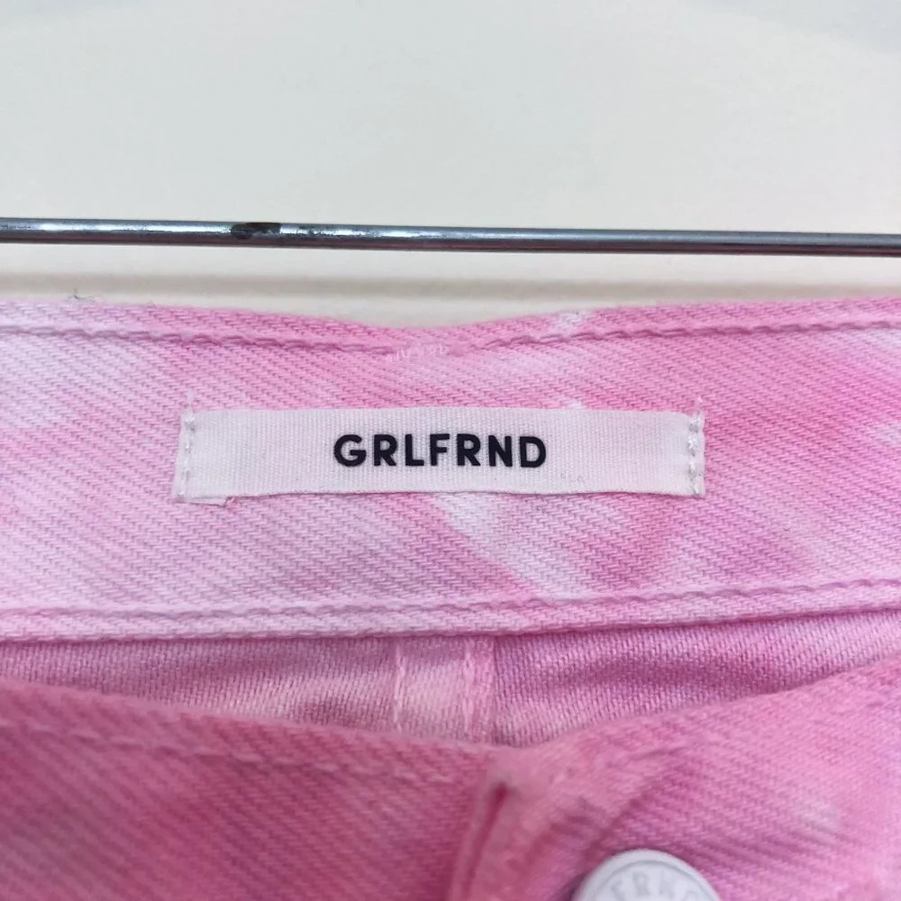 NEW GRLFRND Denim Helena Pink High Waist Tie Dye Straight Leg Jeans Women's 26 - Picture 4 of 10